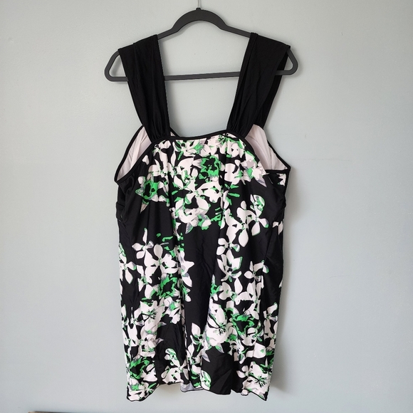 NWT Wantdo Womens Swimdress 26W-28W Floral Modest Black Green - Picture 3 of 6